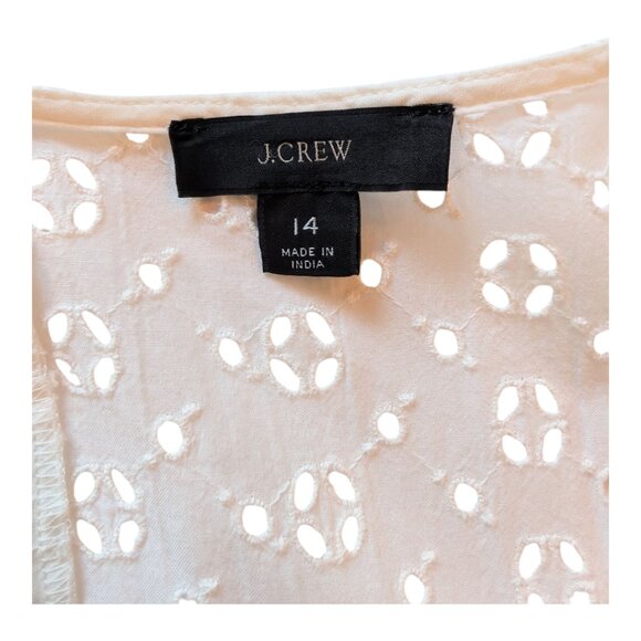J. Crew | Button Front Mini Eyelet Dress | Ivory | Women’s Size 14 - Picture 8 of 14